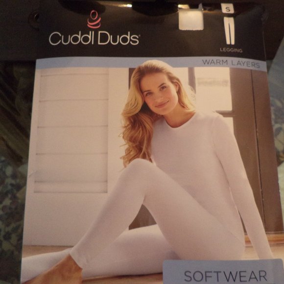 CUDDL DUDS Soft Wear Warm Layers LEGGINGS~White~Small~NWT - Picture 2 of 4